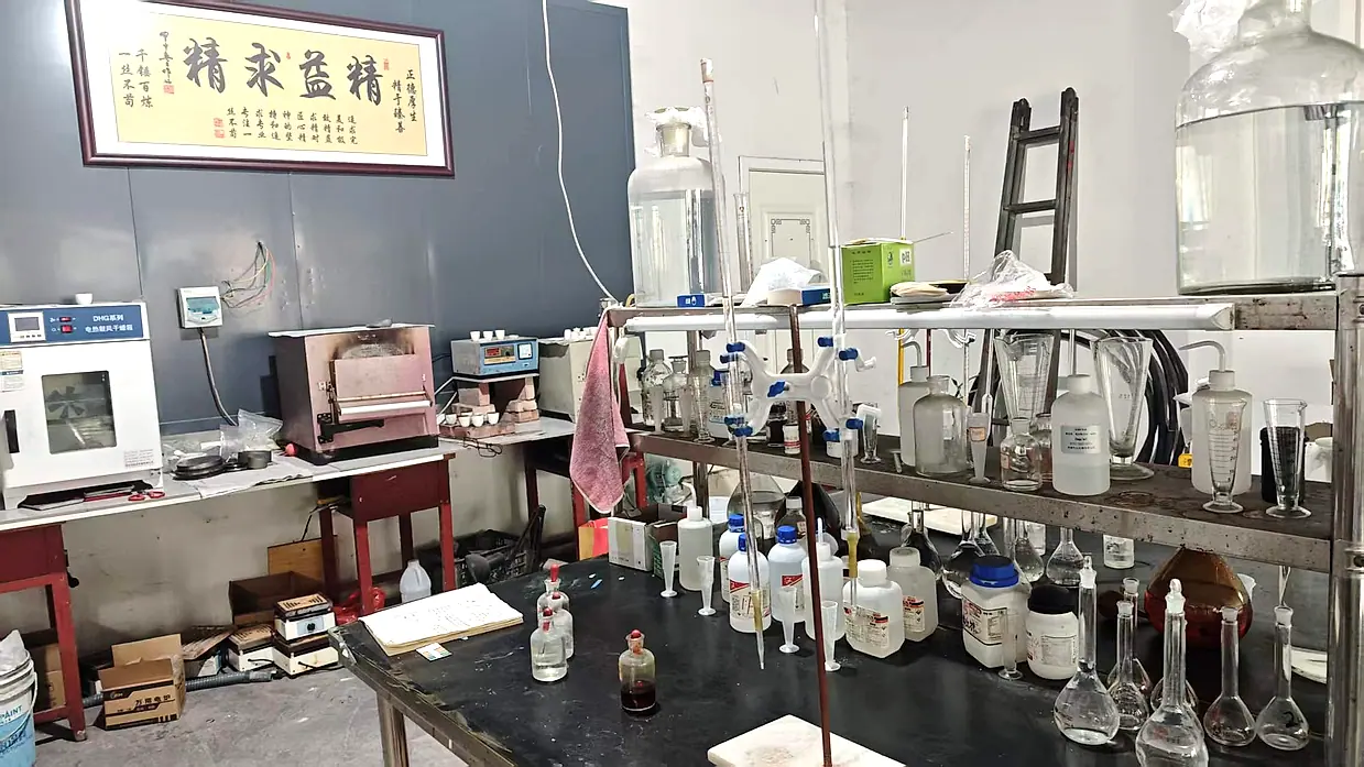 Drying oven, ashing furnace and the wet-chemistry bench used for incoming material testing